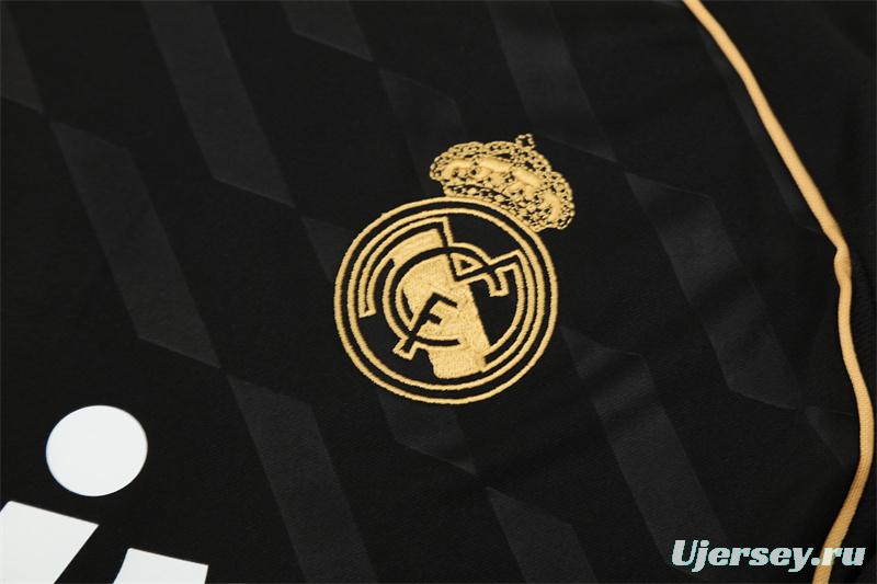 Retro 11/12 Real Madrid Black Half Zipper Jacket+Long Pants