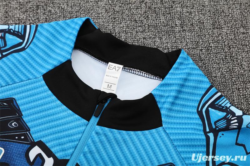 25/26 Napoli Light Blue Camouflage Half Zipper Jacket+Long Pants