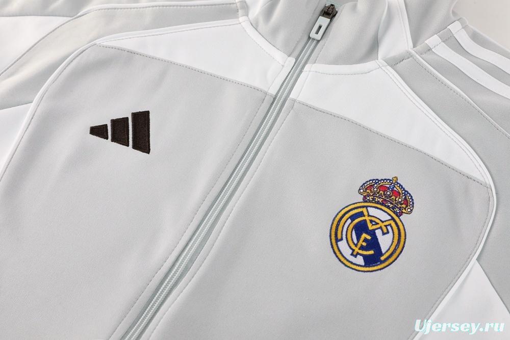 25/26 Real Madrid Grey Full Zipper Jacket + Long Pants