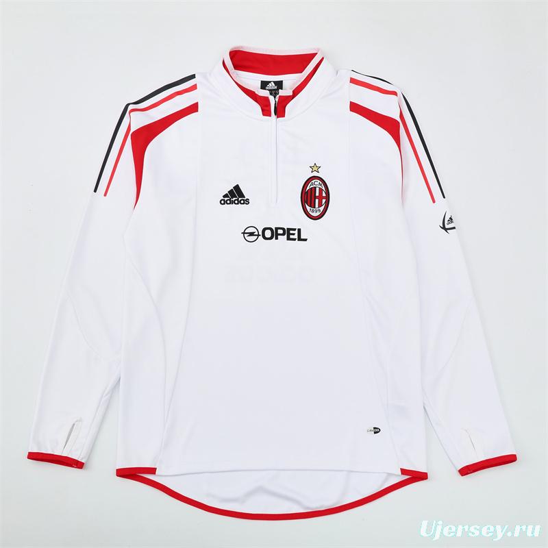 Retro 04/05 AC Milan White Half Zipper Jacket+Long Pants