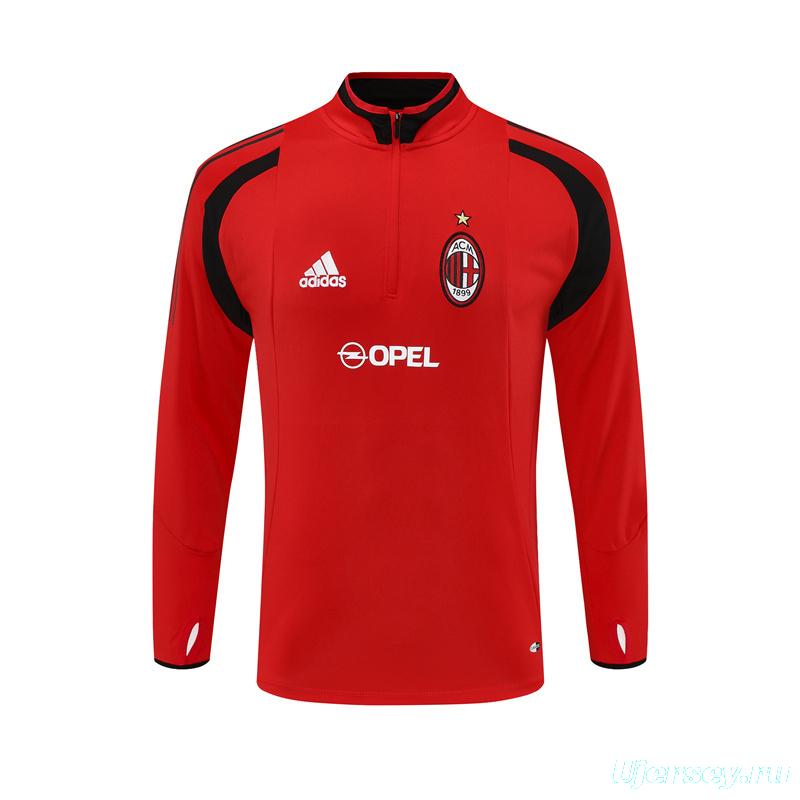 Retro 04/05 AC Milan Red Half Zipper Jacket+Long Pants