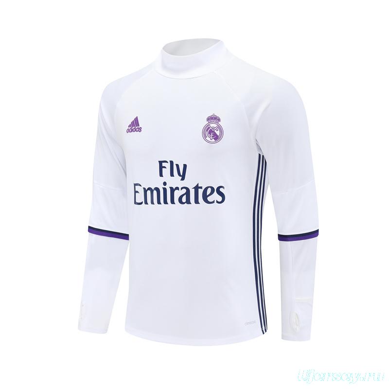 Retro 16/17 Real Madrid White Half Zipper Jacket