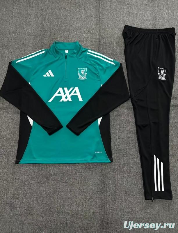 25/26 Kids Liverpool Green Half Zipper Jacket+Long Pants