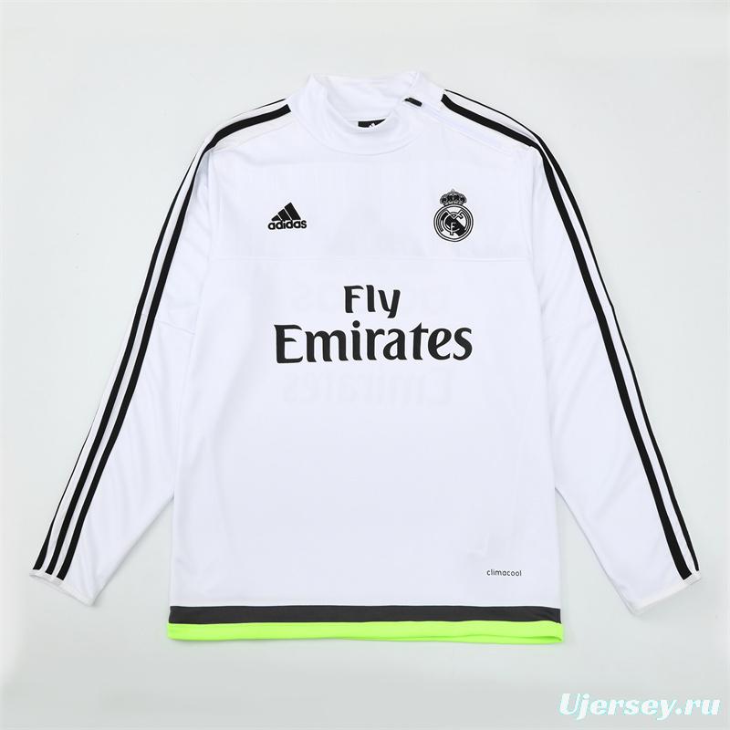 Retro 15/16 Real Madrid White Half Zipper Jacket+Long Pants