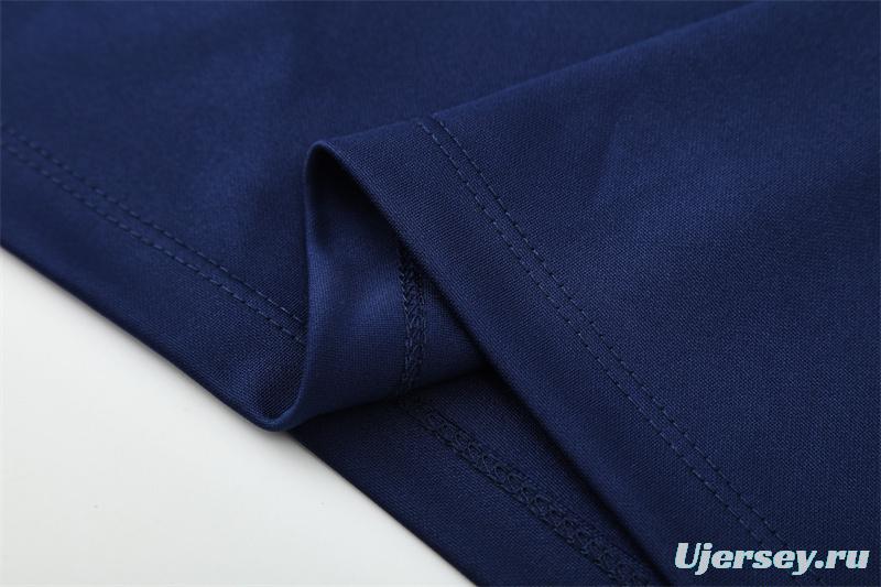 Retro 09/10 Real Madrid Royal Blue Half Zipper Jacket+Long Pants