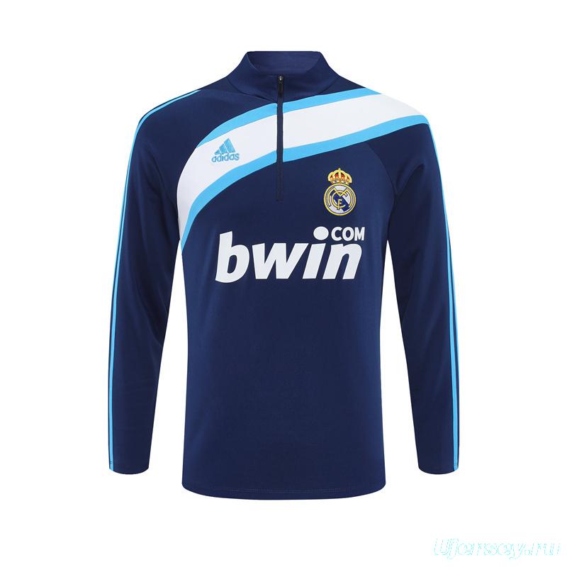 Retro 09/10 Real Madrid Royal Blue Half Zipper Jacket