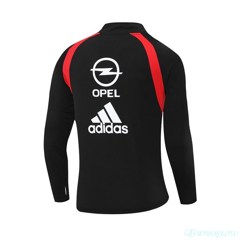 Retro 03/04 AC Milan Black Half Zipper Jacket+Long Pants