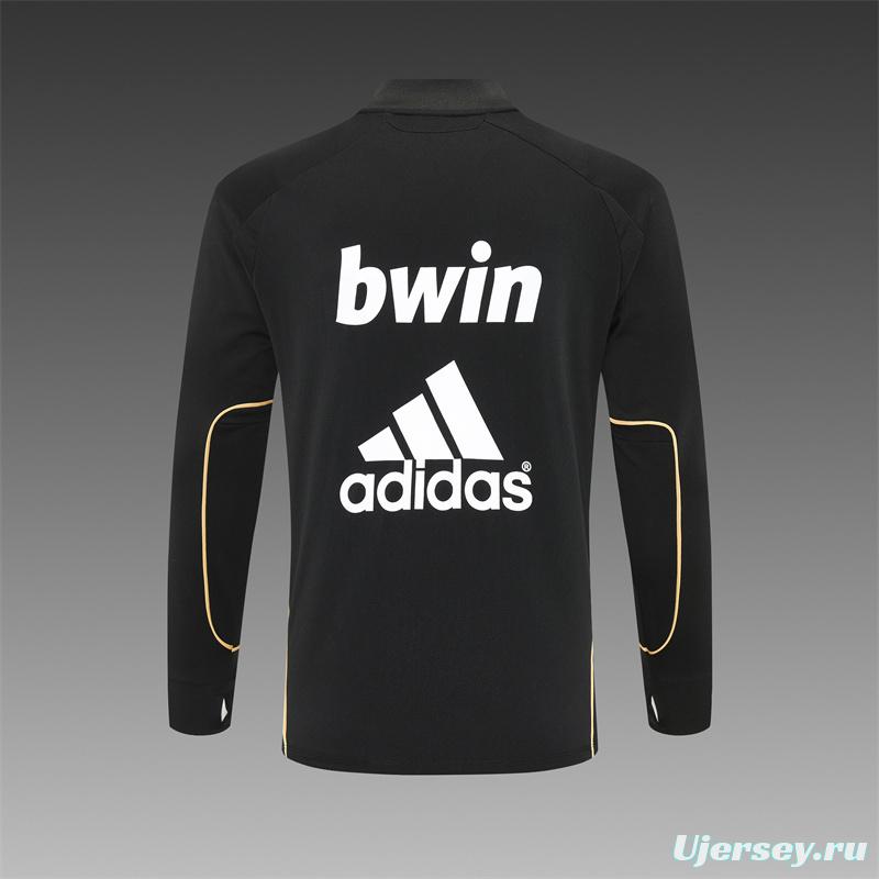 Retro 11/12 Real Madrid Black Half Zipper Jacket+Long Pants