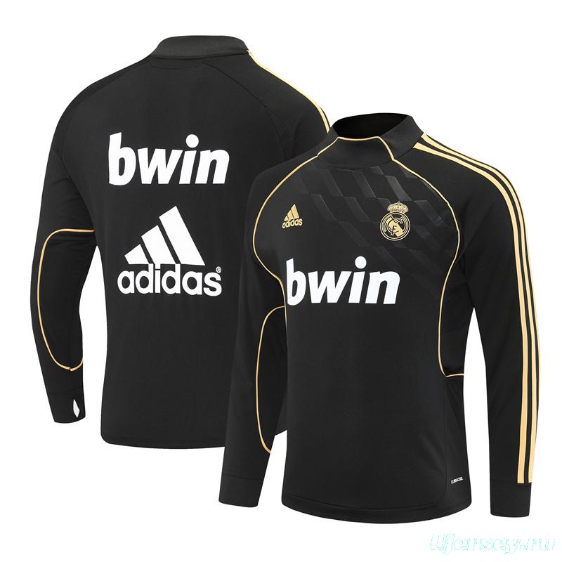 Retro 11/12 Real Madrid Black Half Zipper Jacket+Long Pants