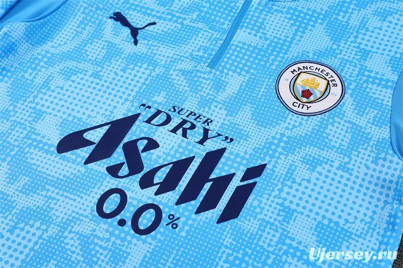 25/26 Manchester City Light Blue Camouflage Half Zipper Jacket+Long Pants