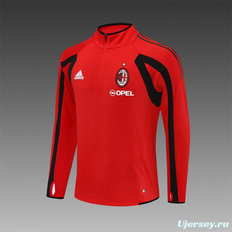 Retro 05/06 AC Milan Red Half Zipper Jacket+Long Pants