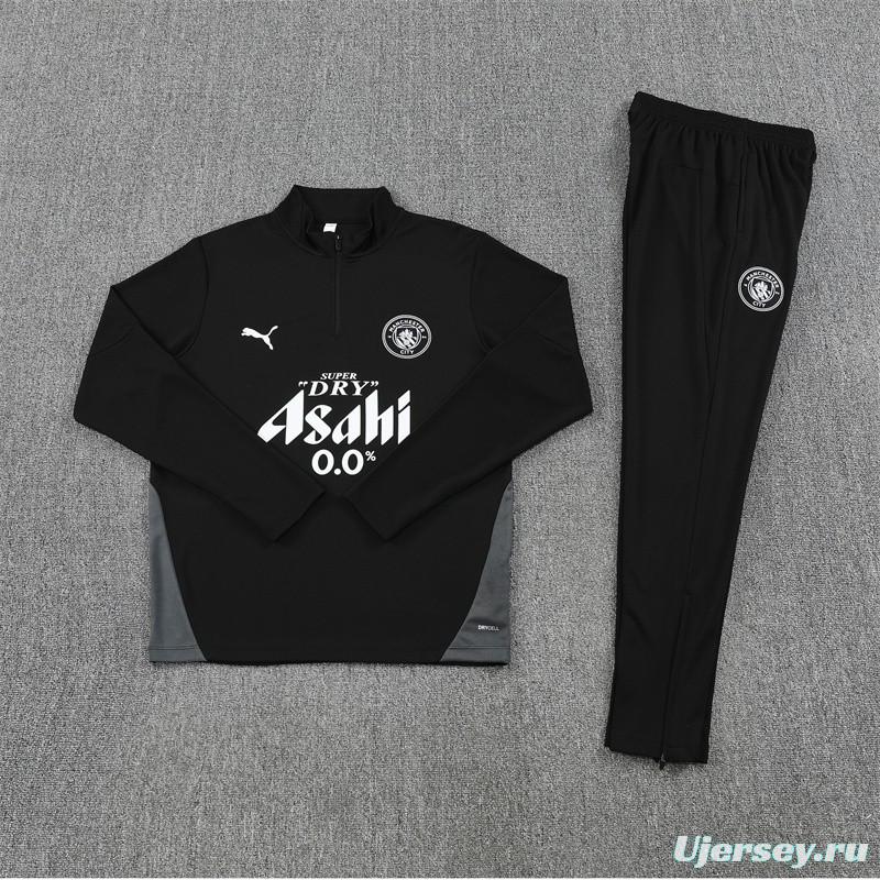 25/26 Manchester City Black Half Zipper Jacket+Long Pants