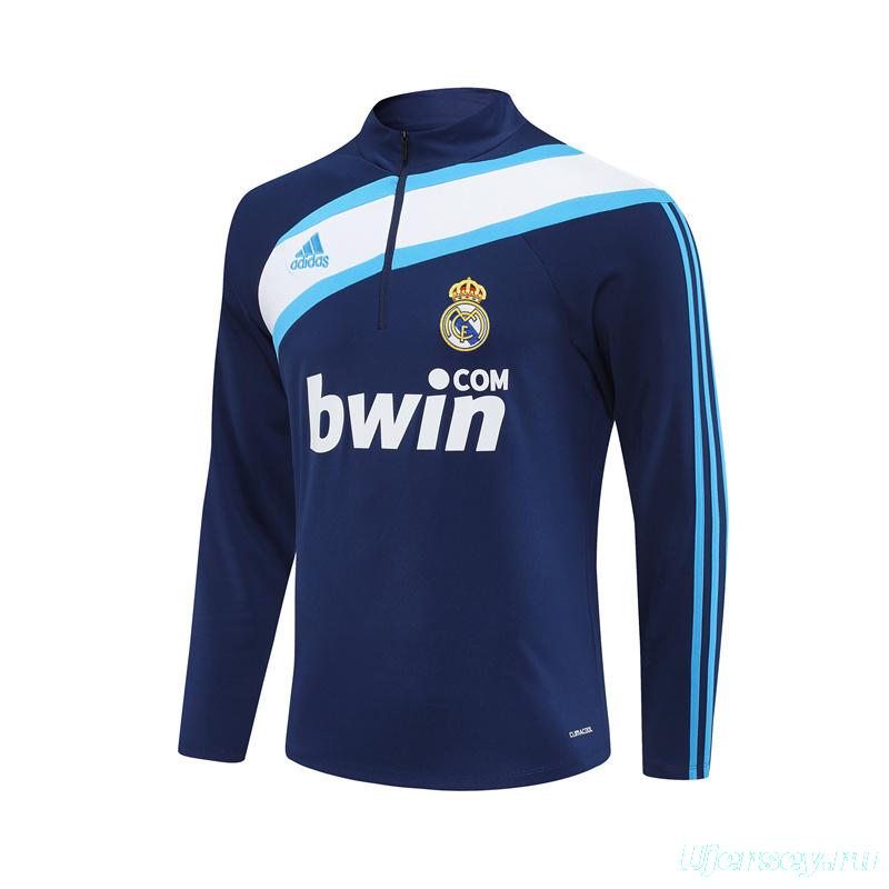 Retro 09/10 Real Madrid Royal Blue Half Zipper Jacket+Long Pants