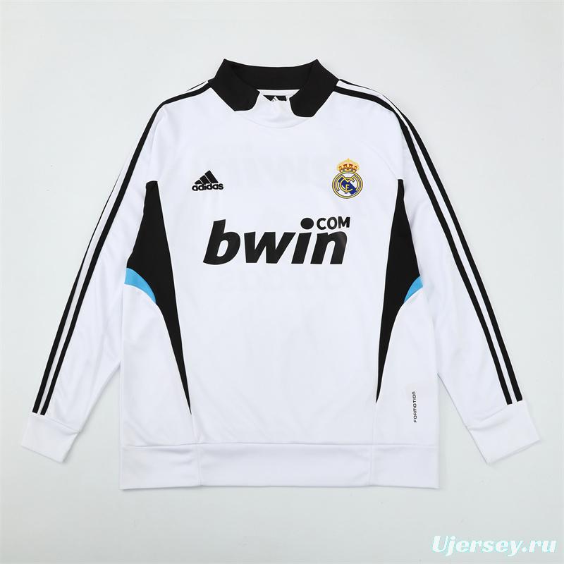 Retro 08/09 Real Madrid White Half Zipper Jacket+Long Pants