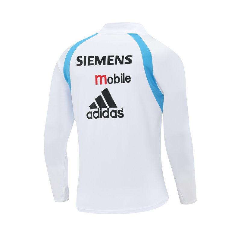 Retro 03/04 Real Madrid White Half Zipper Jacket