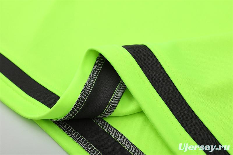 Retro 15/16 Real Madrid Fluorescent Green Half Zipper Jacket+Long Pants
