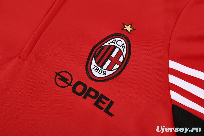 Retro 03/04 AC Milan Red Half Zipper Jacket