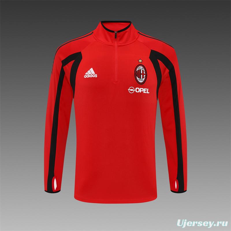 Retro 05/06 AC Milan Red Half Zipper Jacket+Long Pants