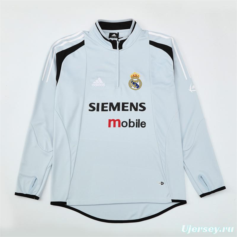 Retro 04/05 Real Madrid Light Grey Half Zipper Jacket+Long Pants