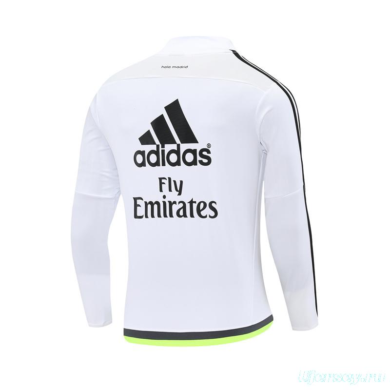 Retro 15/16 Real Madrid White Half Zipper Jacket