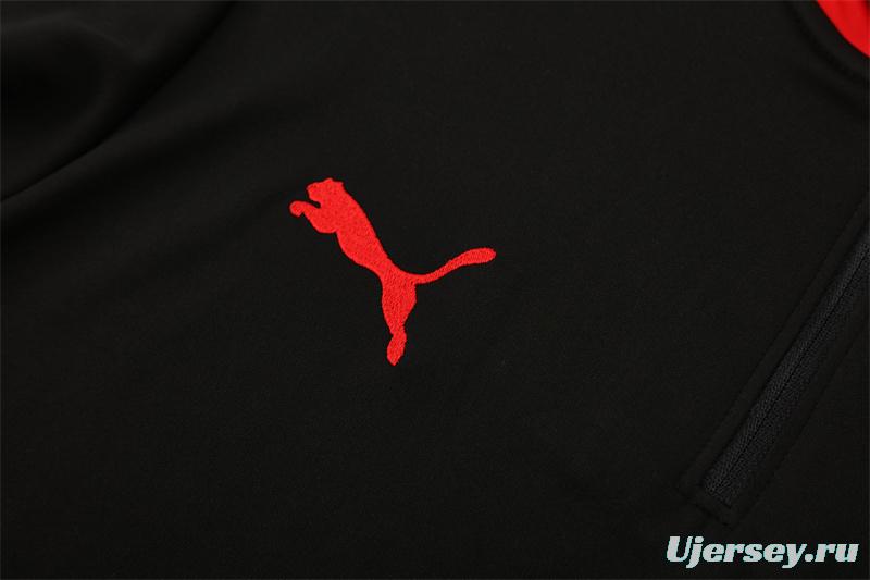 25/26 Portugal Black Half Zipper Jacket+Long Pants