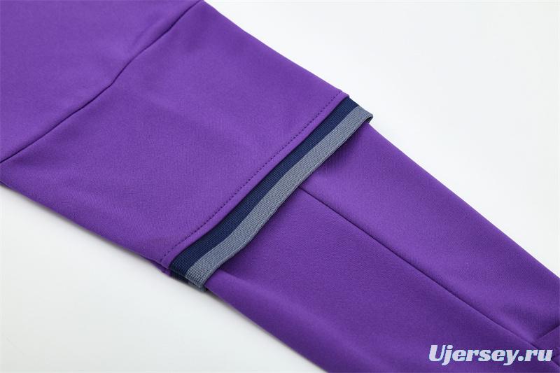 Retro 16/17 Real Madrid Purple Half Zipper Jacket+Long Pants