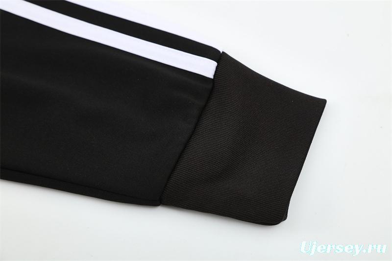 Retro 08/09 Real Madrid Black Half Zipper Jacket+Long Pants