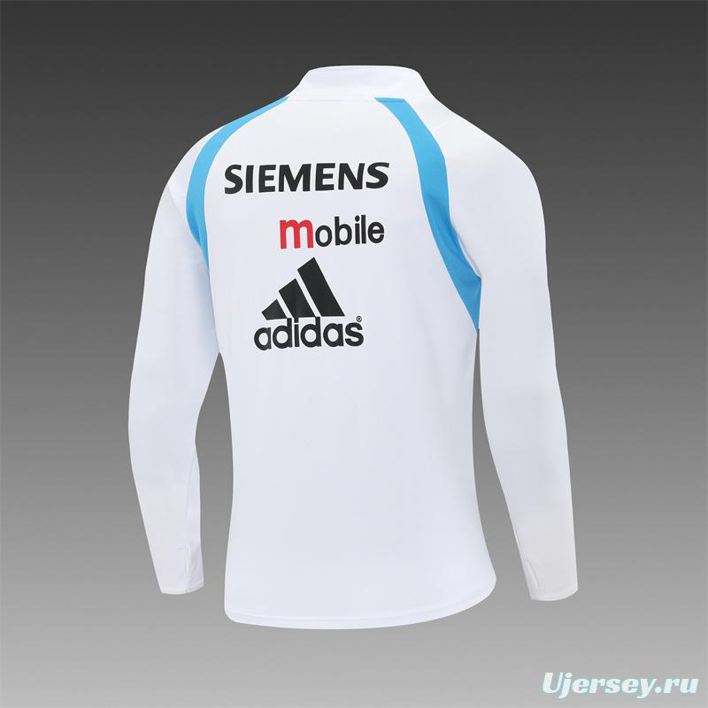 Retro 03/04 Real Madrid White Half Zipper Jacket