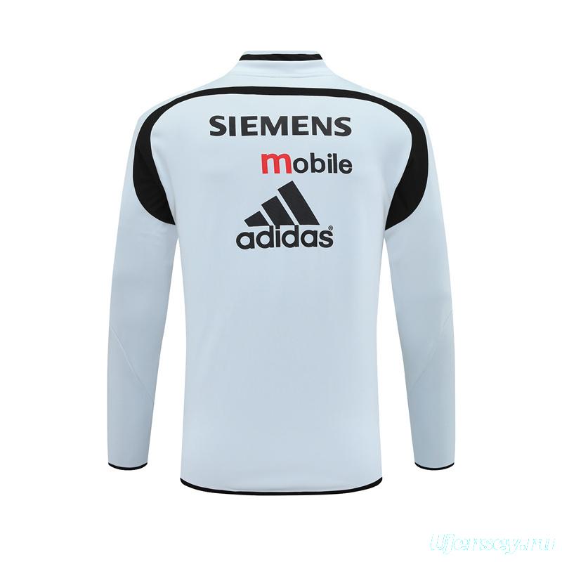 Retro 04/05 Real Madrid Light Grey Half Zipper Jacket+Long Pants