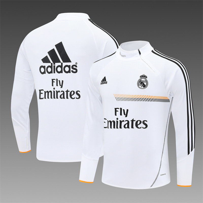 Retro 13/14 Real Madrid White Half Zipper Jacket