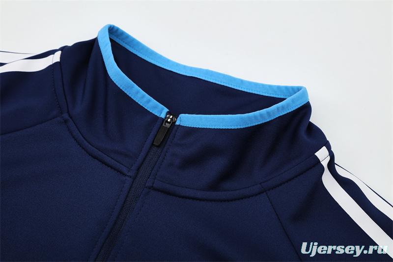 Retro 05/06 Real Madrid Royal Blue Half Zipper Jacket+Long Pants