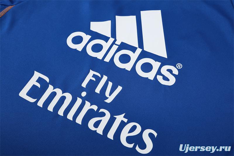 Retro 13/14 Real Madrid Color Blue Half Zipper Jacket+Long Pants