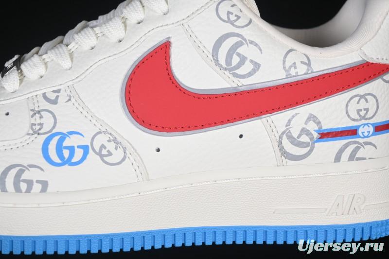 Nike Air Force 1'07 Low Gucci Collaboration White Red Blue Low-Top Casual Sneakers - SC0601-572