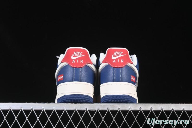 Nike Air Force 1 '07 Low Supreme Collaboration White Blue Gray Red Casual Sneakers - XD2588-602