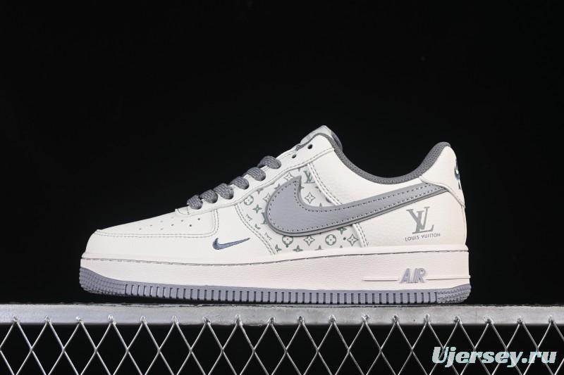 Nike Air Force 1 '07 Low LV Collaboration Printed Beige Swoosh Casual Low-Top Sneakers - HH7518-079