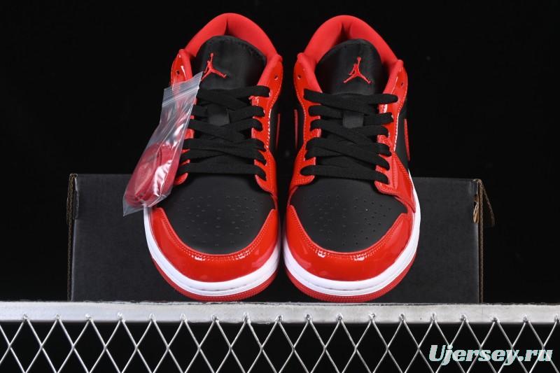 Nike Air Jordan 1 Low AJ1 Patent Leather Black Red Low-Top Casual Sneakers HV4089-006