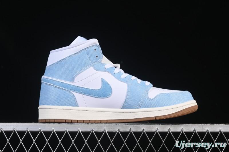 Nike Air Jordan 1 Mid Retro Denim Blue Casual Sneakers - HQ2005-100