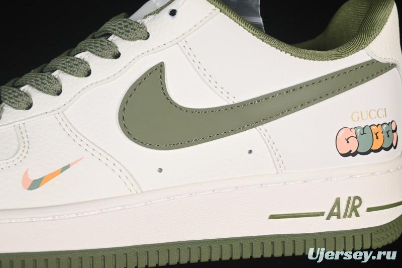 Nike Air Force 1'07 Low Gucci Collaboration Military Green Multi-Color Low-Top Casual Sneakers - XX3168-211