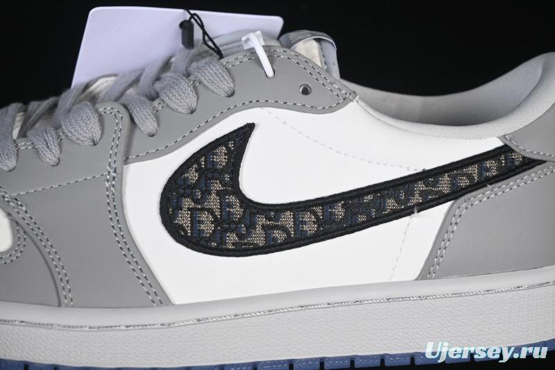Dior Air Jordan 1 Low White Grey Collaboration Low-Top Sneakers - CN8608-002