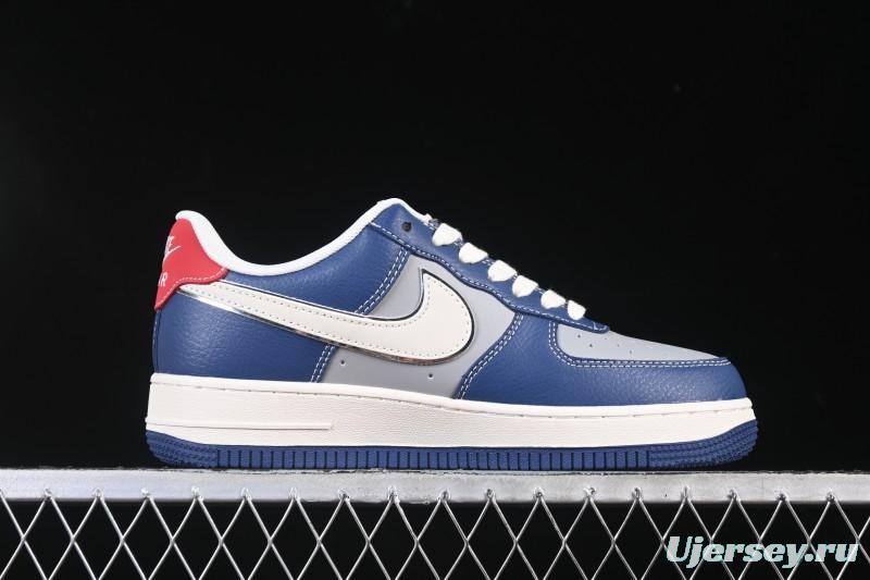 Nike Air Force 1 '07 Low Supreme Collaboration White Blue Gray Red Casual Sneakers - XD2588-602