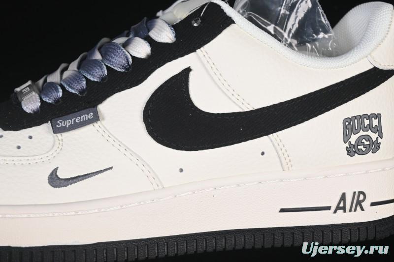 Nike Air Force 1 '07 Low Gucci Collaboration Off-White Black Canvas Hook Low-Top Casual Sneakers - XD2588-605