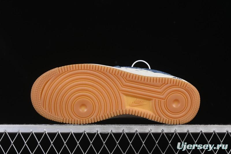 Nike Air Force 1 '07 Low LV Collaboration White Navy Blue Casual Sneakers - YF9511-813