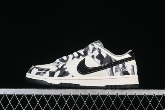 Nike SB Dunk Low Grey Camouflage Anniversary Custom Low-Top Casual Skate Shoes - SR2025-002