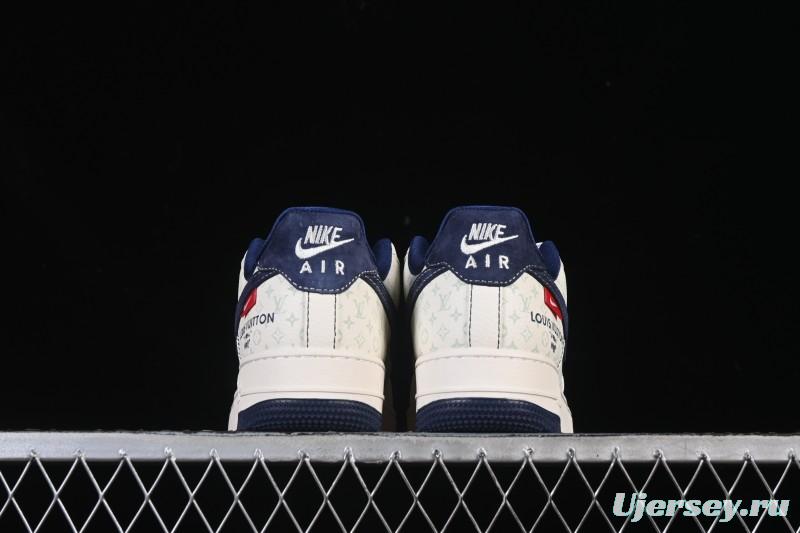 Nike Air Force 1 '07 Low LV Collaboration Print Light Blue Swoosh Casual Sneakers - MZ9588-817