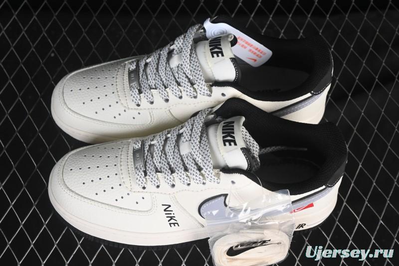 Nike Air Force 1'07 Low Beige Gray Black Letter Casual Sneakers - JS8028-018