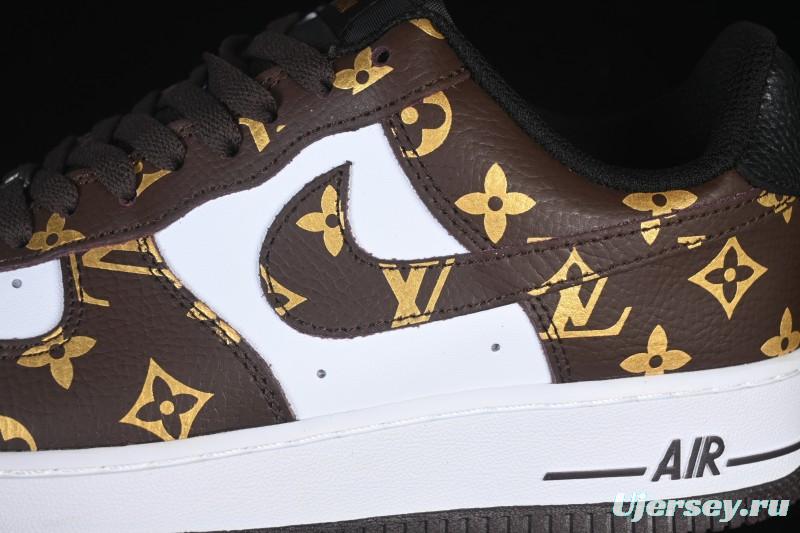 Nike Air Force 1 '07 Low LV Collaboration Classic White Brown Casual Sneakers - CZ3986-004