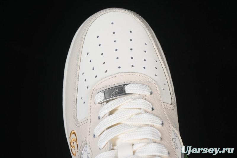 Nike Air Force 1 '07 Low Gucci Collaboration White Brown Green Casual Sneakers - YF9511-804