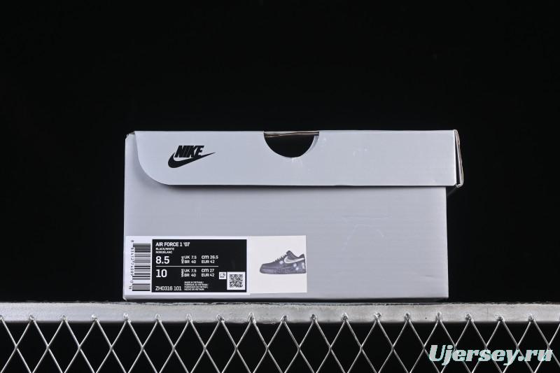 Nike Air Force 1'07 Low Two-Dimensional Theme Black Space Casual Sneakers - ZH0316-101