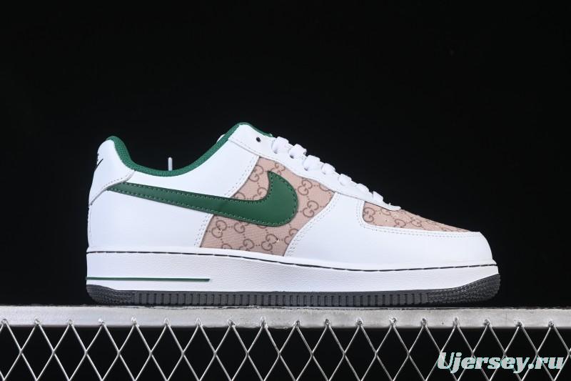 Nike Air Force 1 '07 Low Gucci Collaboration Pattern Grass Green Casual Sneakers - AH8462-004