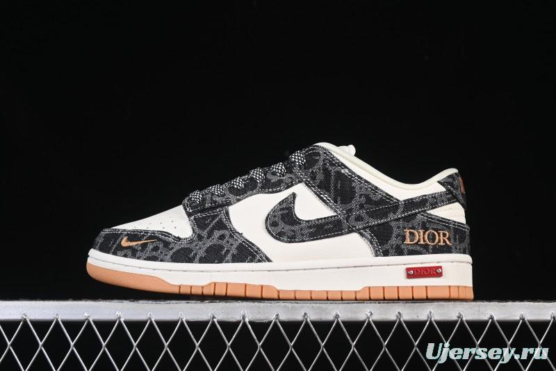 Nike SB Dunk Low Dior Collaboration Denim Print Low-Top Casual Skate Shoes - SD6688-001